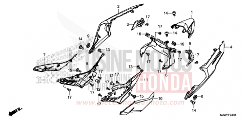 SEITENABDECKUNG/WINDLAUF, HINTEN CBR500RAJ de 2018